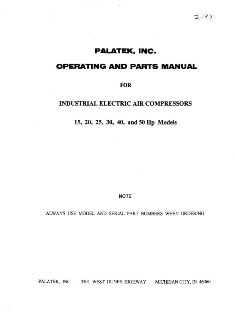 Sullivan palatek 15d service manual