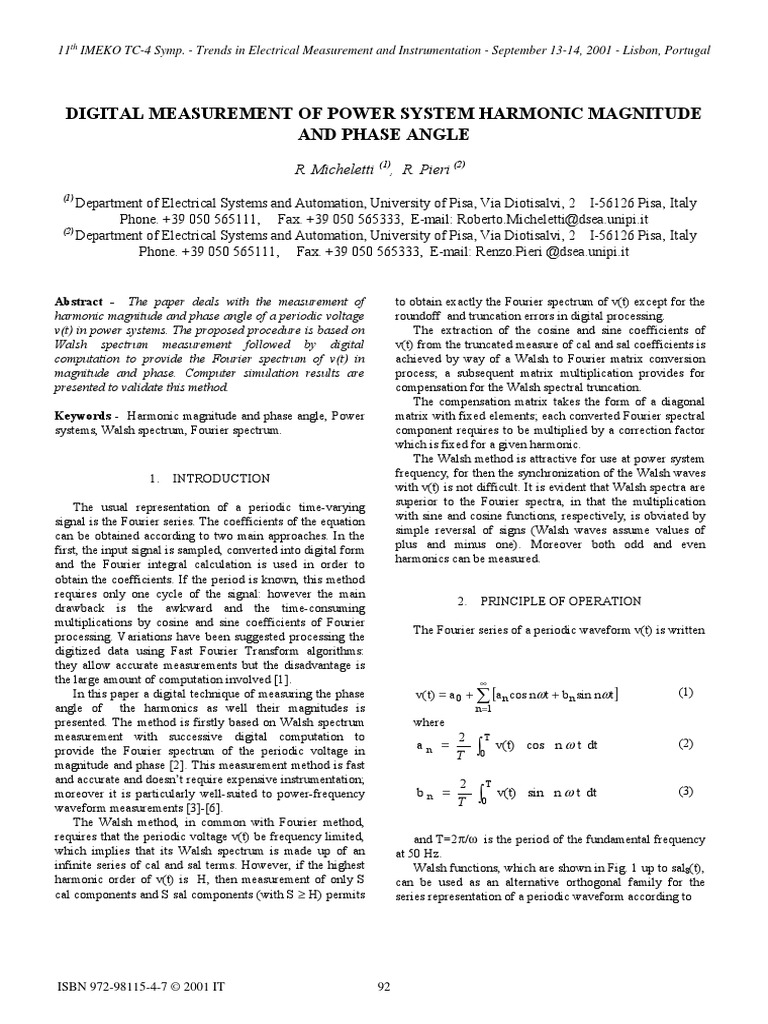 Digital Measurement of Harmonic | PDF | Spectral Density | Sine