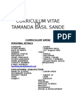 Curriculum Vitae OF Tamanda Basil Sande