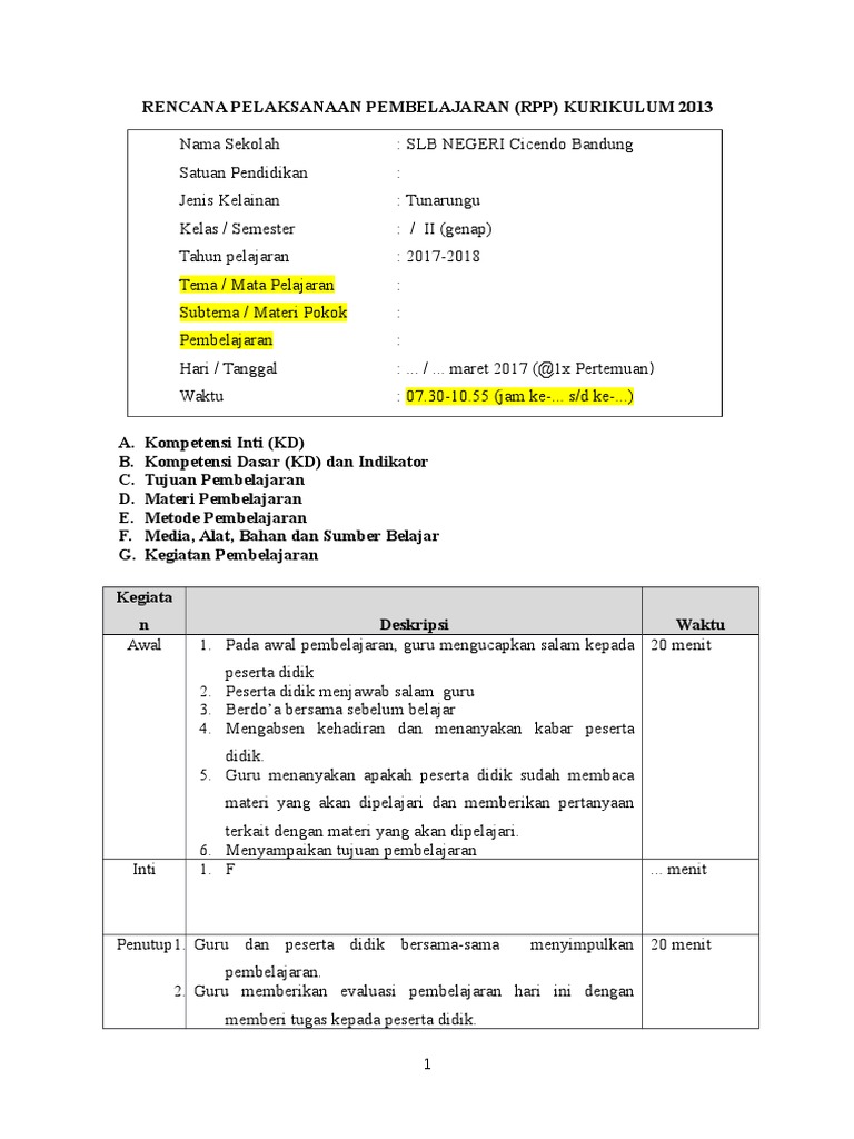 RPP SLB Negeri Cicendo Bandung | PDF | Karier & Perkembangan