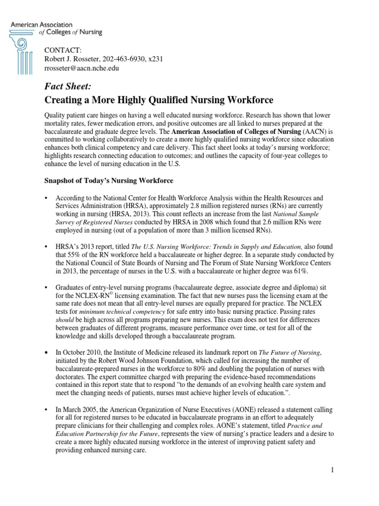 Nursing Workforce PDF Nursing Bachelor's Degree