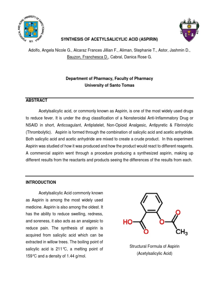 Analysis of aspirin lab report picture