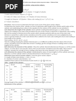 vernier caliper procedure