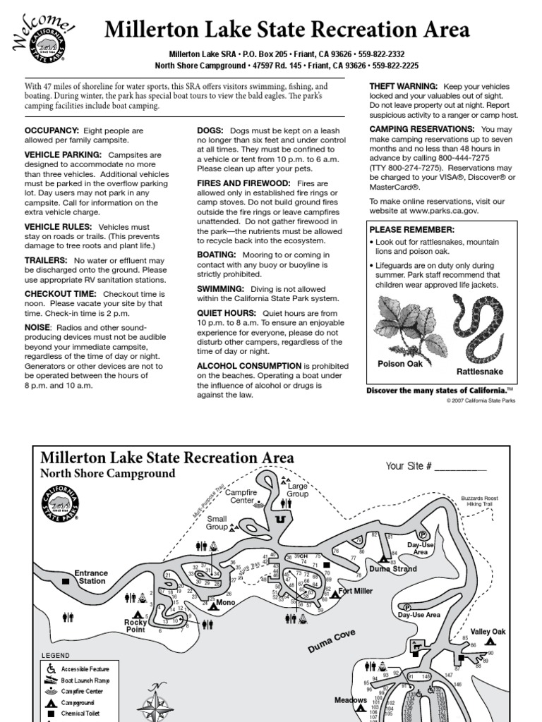 Millerton Lake State Recreaion Area Campground Map PDF Campsite