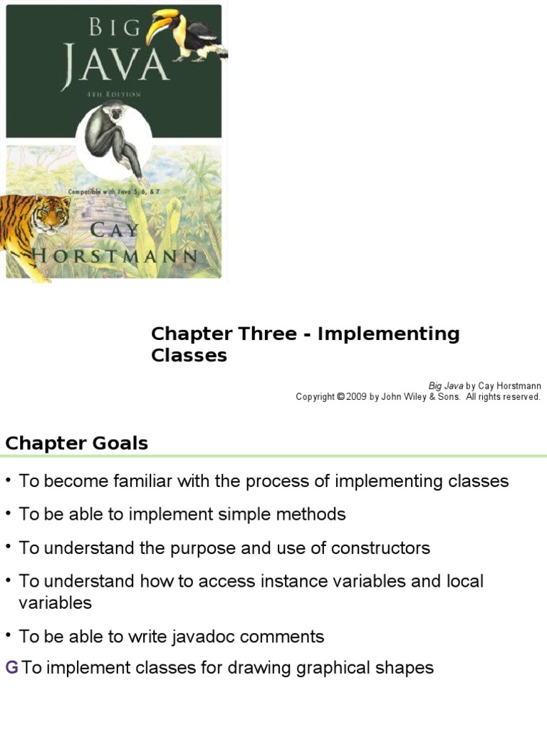 Three - Implementing Classes: Big Java by Cay Horstmann | PDF ...