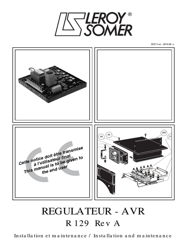 Régulateur AVR R 129 et Transformateur | PDF | Transformateur ...