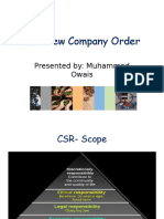 The New Company Order: Presented By: Muhammad Owais