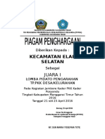 Piagam PKK Lomba Pidato