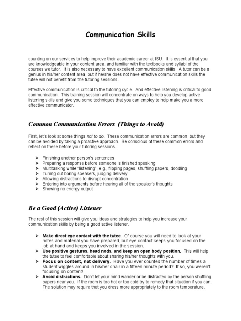 Communication skills common communication errors things to avoid