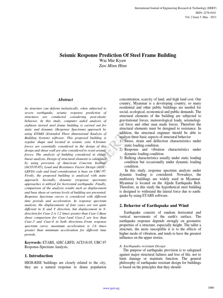 Seismic Response Prediction of Steel Frame Building | PDF | Elasticity ...