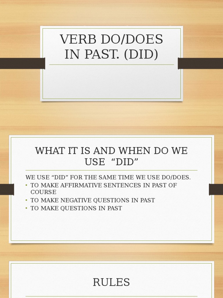 Verb Do/Does in Past. (Did) | PDF | Philology | Language Arts & Discipline