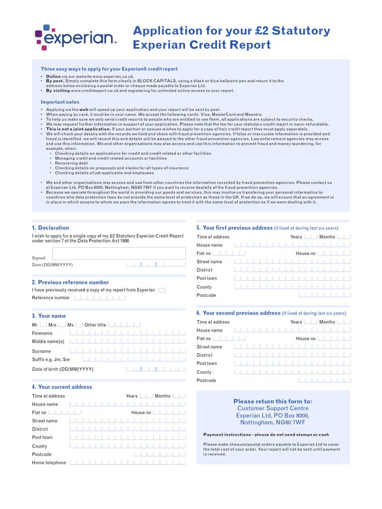Three Easy Ways To Apply For Your Experian® Credit Report | PDF | Credit  History | Credit (Finance)