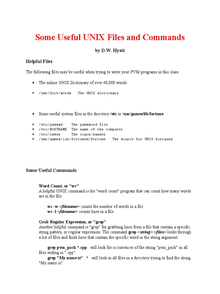 Essential UNIX Files and Commands Guide | PDF | Command Line Interface ...