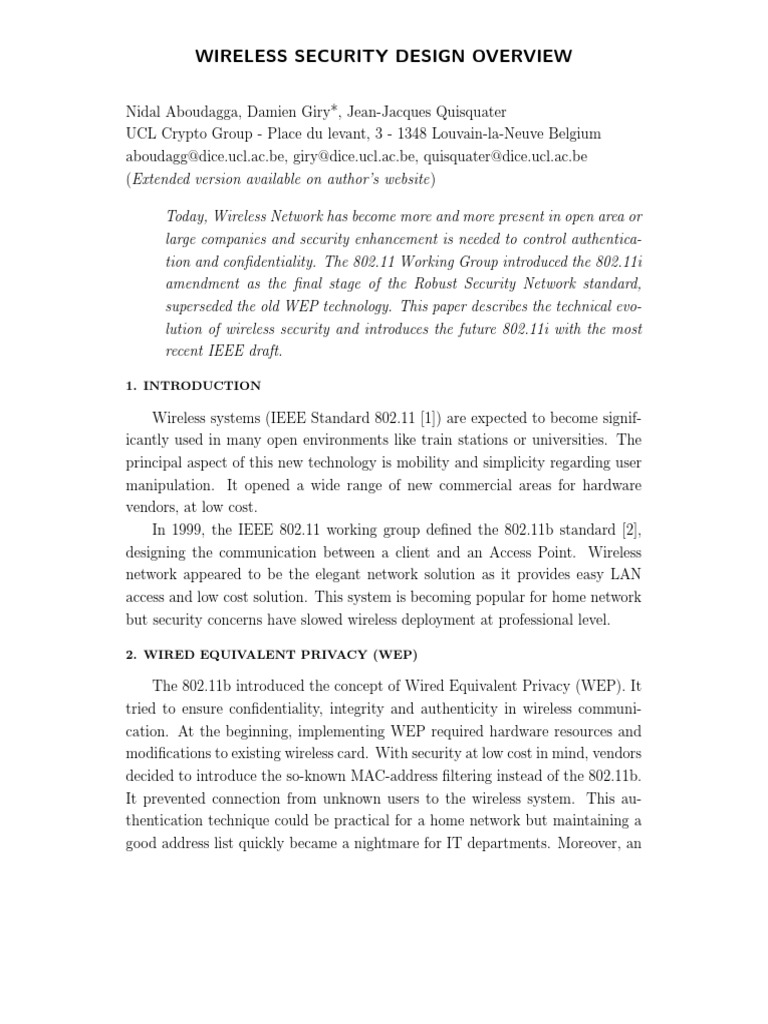 Wireless Security Design PDF | PDF | Security Technology | Secrecy