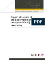 Biggs' Structure of The Observed Learning Outcome (SOLO) Taxonomy