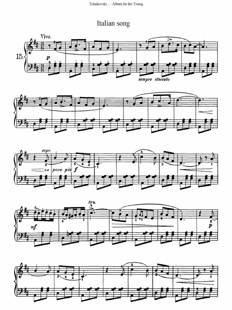 Piano Pieces for Children Grade 2 No.14 Tchaikovsky Op.39 No.15 Italian