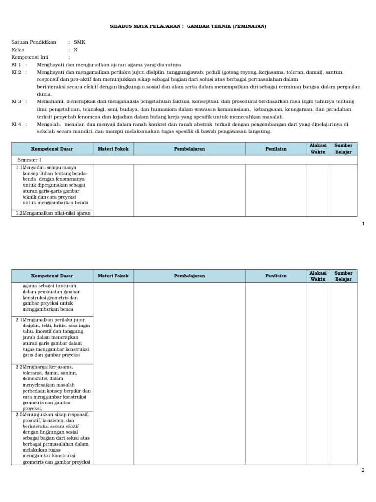 Silabus Gambar Teknik Kelas X Final 060713 1docx Silabus Gambar Teknik Kelas X Final 060713 1docx