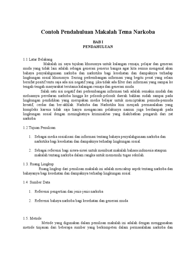 Contoh Pendahuluan Makalah Docx
