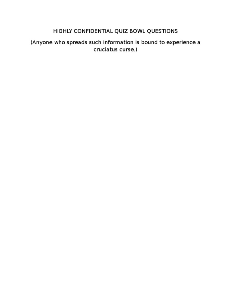 Confidential Quiz Bowl Questions PDF Balance Sheet Economies