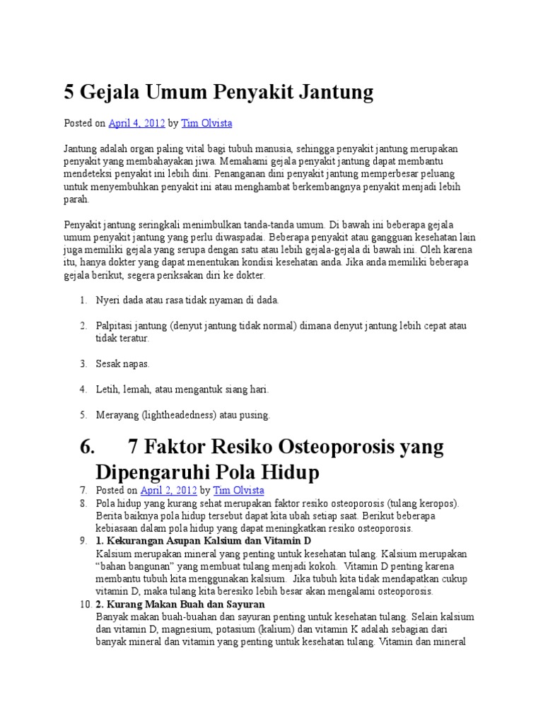 5 Gejala Umum Penyakit Jantung