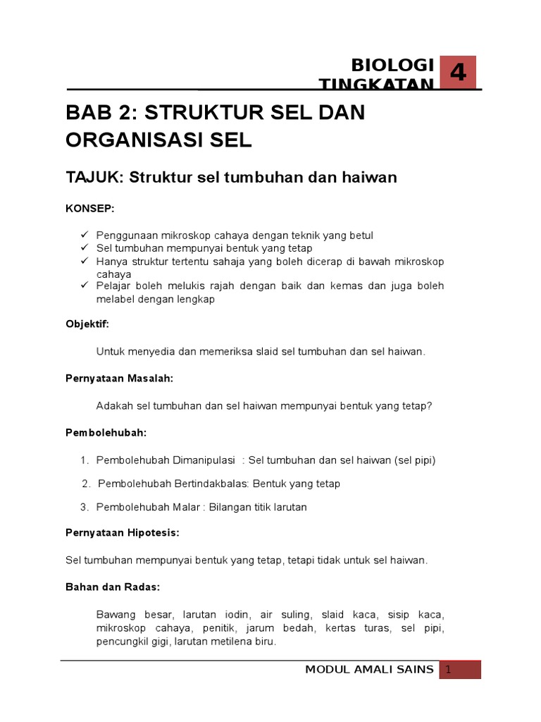 Eksperimen Biologi Tingkatan 4
