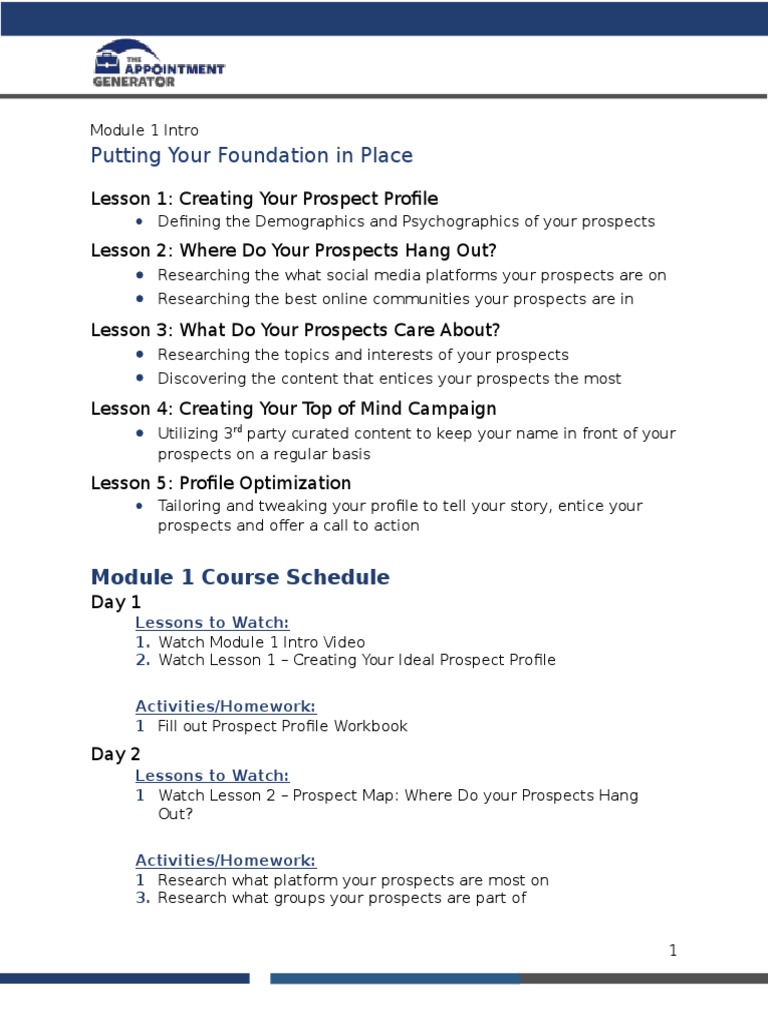 Module 1 Workbook | PDF