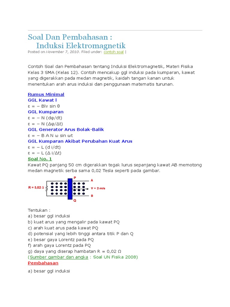 217731089 Soal Dan Pembahasan Induksi Elektromagnetik Doc