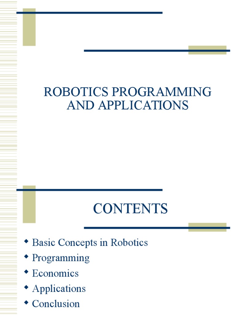 Robotics Programming and Applications | PDF | Robotics | Computer ...