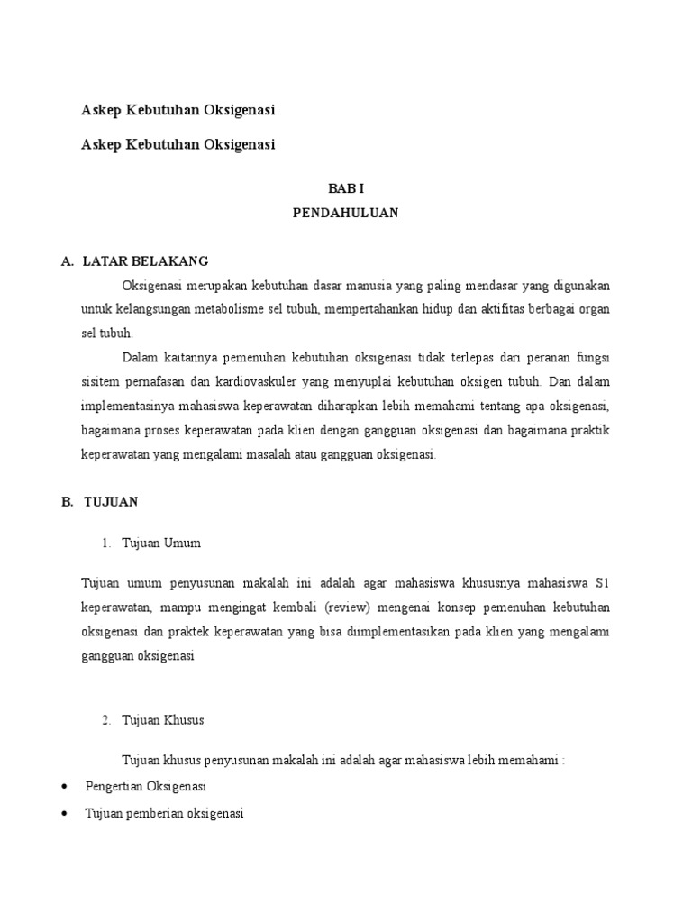 Asuhan Keperawatan Kebutuhan Oksigenasi Pdf