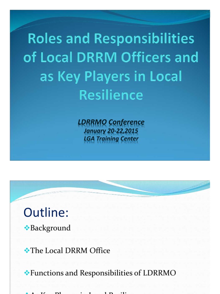 Roles And Responsibilities Of Local Drrm Officers | Pdf | Disaster Risk  Reduction | Emergency