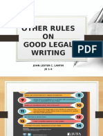 Other Rules ON Good Legal Writing: John Lester C. Lantin JD 1-4