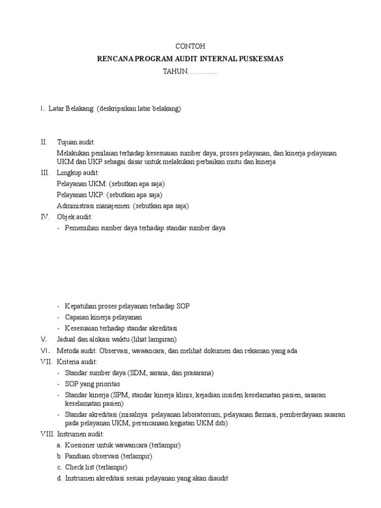 Rencana Audit Internal Puskesmas 2023 | PDF | Komputer