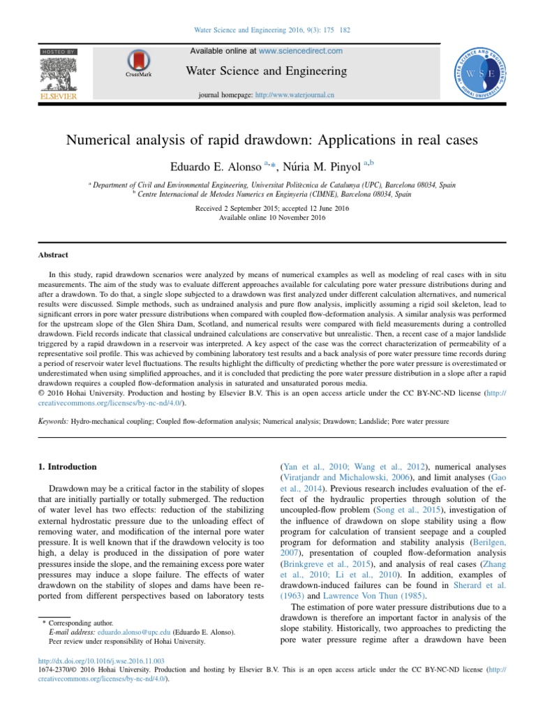 Numerical Analysis of Rapid Drawdown: Applications in Real Cases | PDF ...