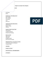 Sample Curriculum Vitae Template