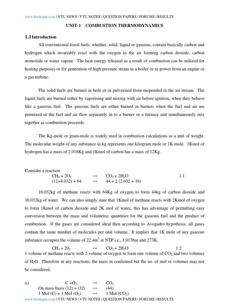 Unit-1 Combustion Thermodynamics: - Vtu News - Vtu Notes - Question ...