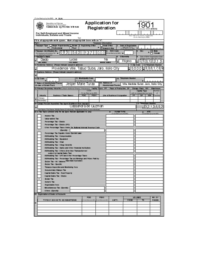 Bir form 1901 capital gains tax taxes