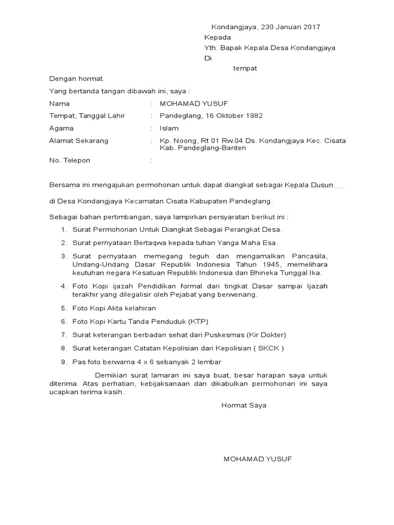 Lamaran Perangkat Desa Deal