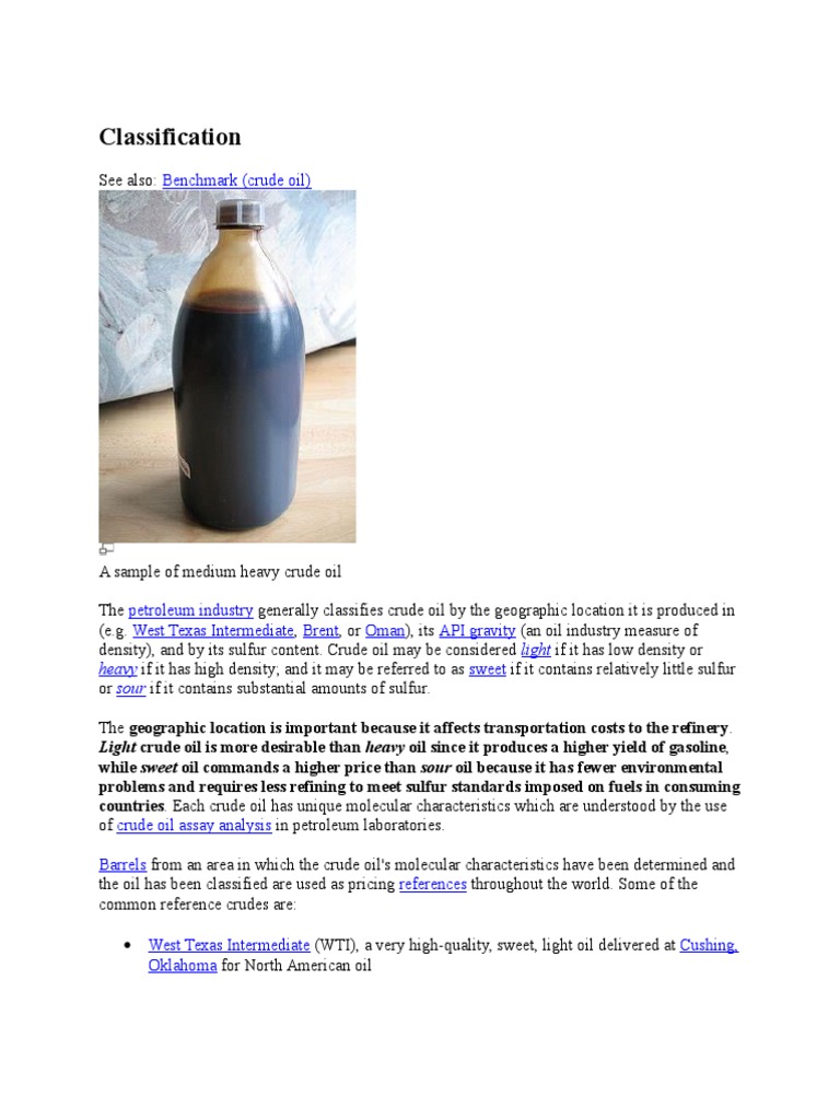 Crude Oil Classification Guide | PDF | Peak Oil | Petroleum