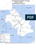 Carte des axes routiers utilisés pour le TMR en Isère