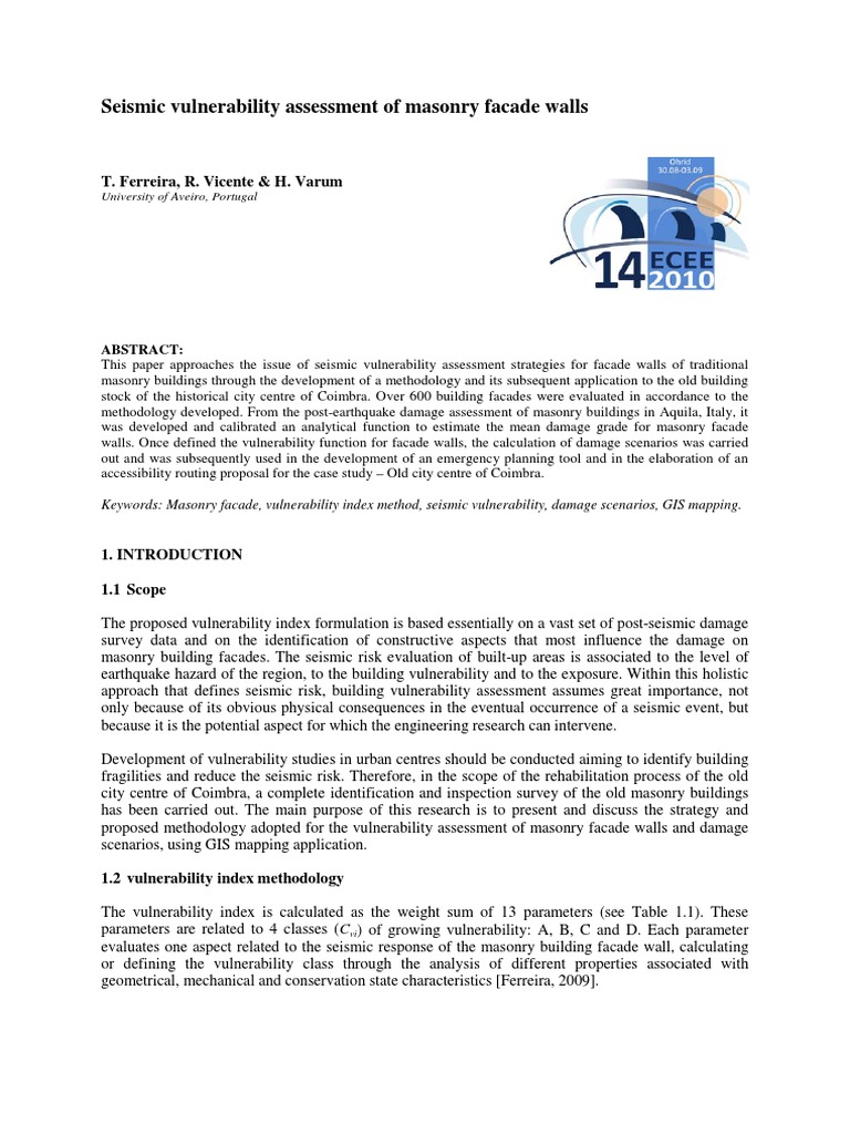 Seismic Vulnerability of Masonry Facades | PDF | Geographic Information ...