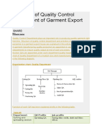 Structure of Quality Control Department of Garment Export House