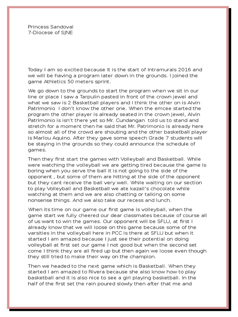 Narrative About The Intrams | PDF | Sports | Leisure