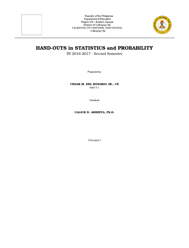 Statistics and Probability Handouts 2017 | PDF