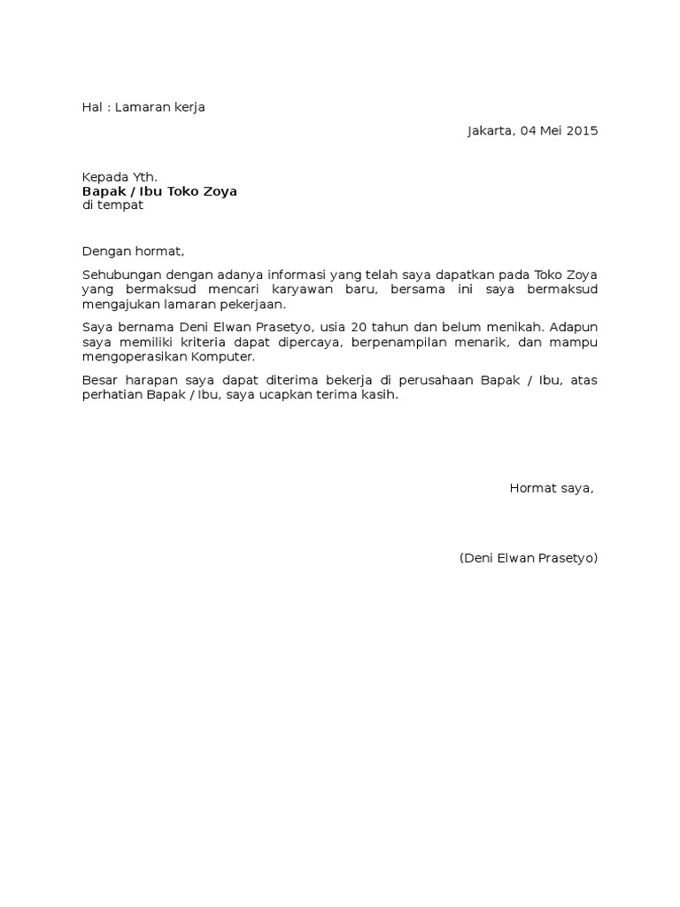 10000 Contoh Surat Lamaran Kerja Yang Baik & Benar ...