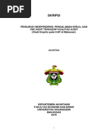 Skripsi Pengaruh Independensi, Pengalaman Kerja, Dan Fee Audit Terhadap Kualitas Audit