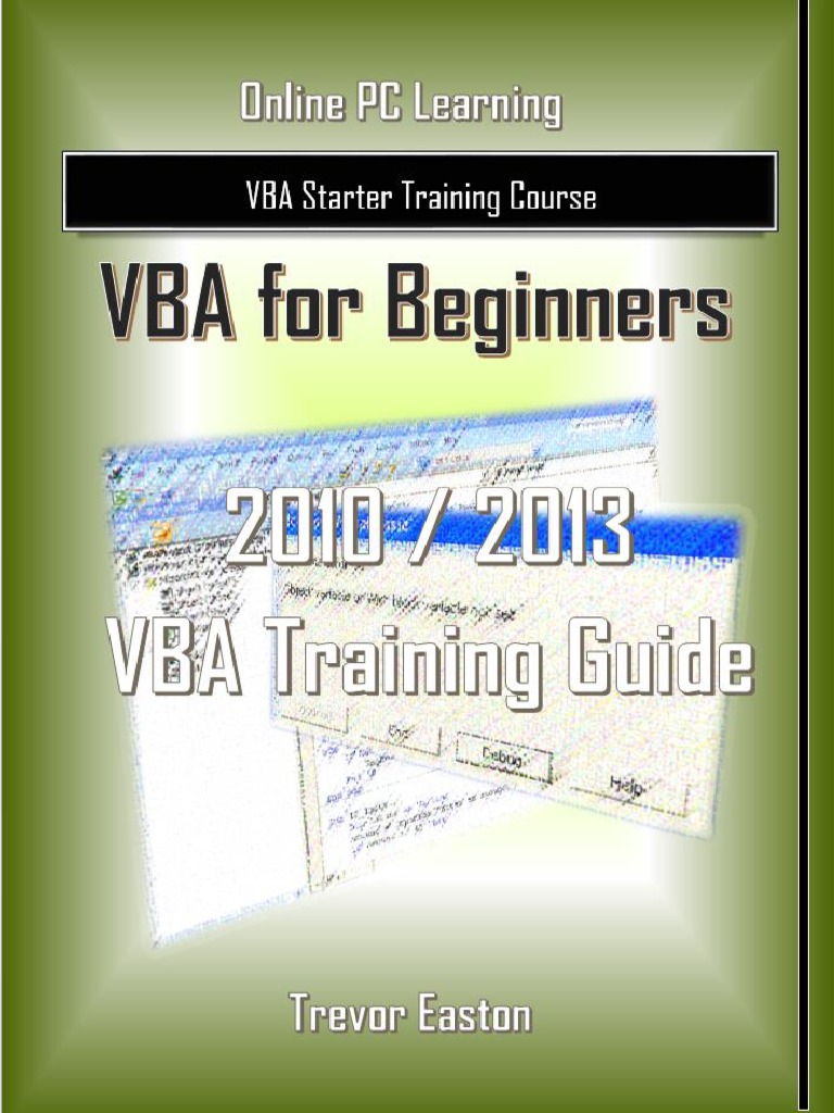 VBA For Beginners Ebook Learn VBA Visual Basic For Applications Microsoft Excel