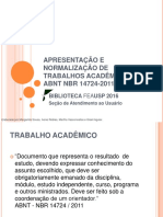 Apresentação E Normalização de Trabalhos Acadêmicos - ABNT NBR 14724-2011