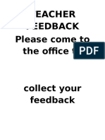 Teacher Feedback: Please Come To The Office To