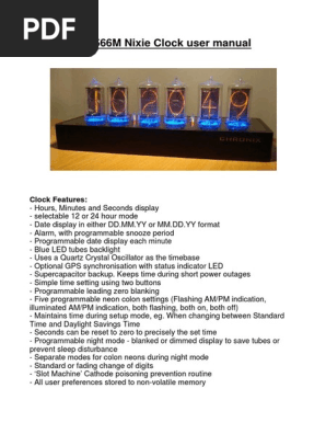 6xz566m Nixie Clock User Manual
