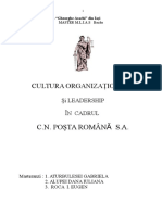 Cultura Organizationala in Cadrul Postei Romane Referat ER